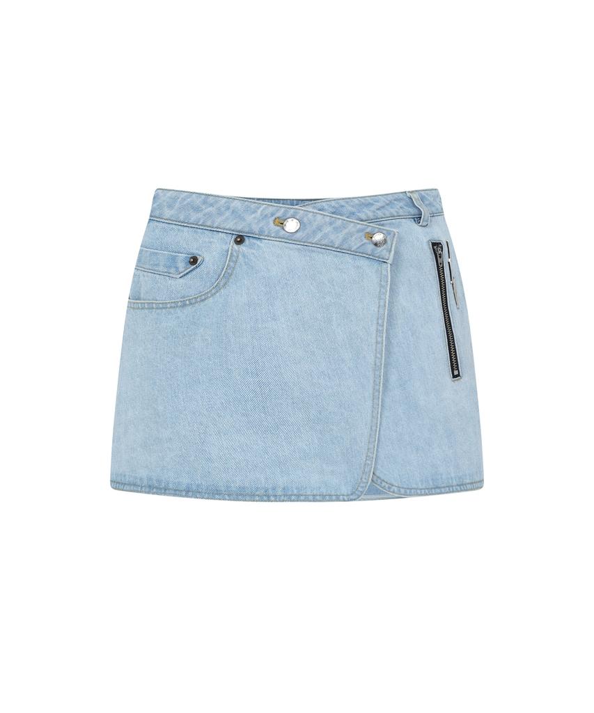Kwajipyuliti Button Mini Wrap Skirt (Bright Denim)