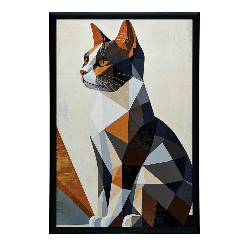 Geometry of a Cat In a Modern Landscape Geometry of a Cat In a Modern Landscape, 70X100 Cm, Unframed, Premium Canvas On Stretcher