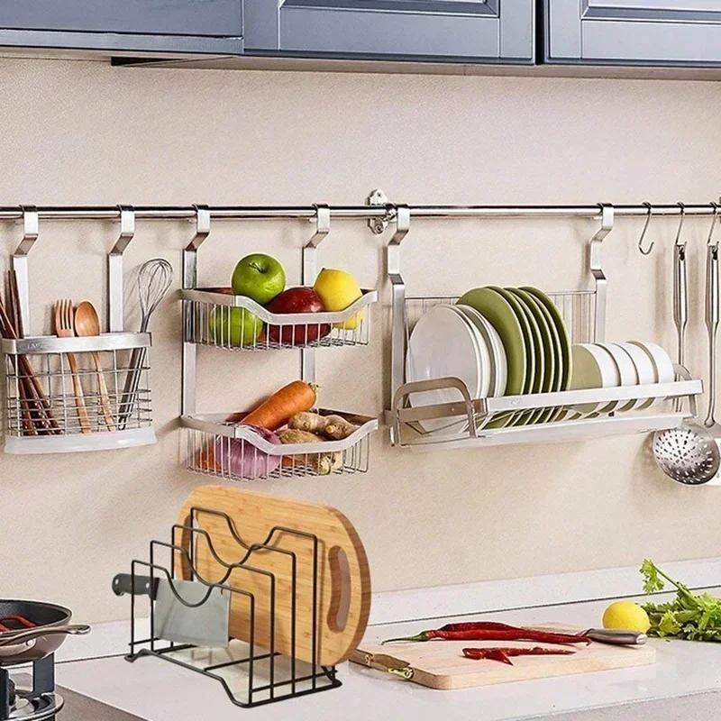 Kitchen Convenience Storage Shelf Pot Lid Rack Storage Pan Lid Cover Cabinet Holder Rack Organizer Multifunctional Accessories