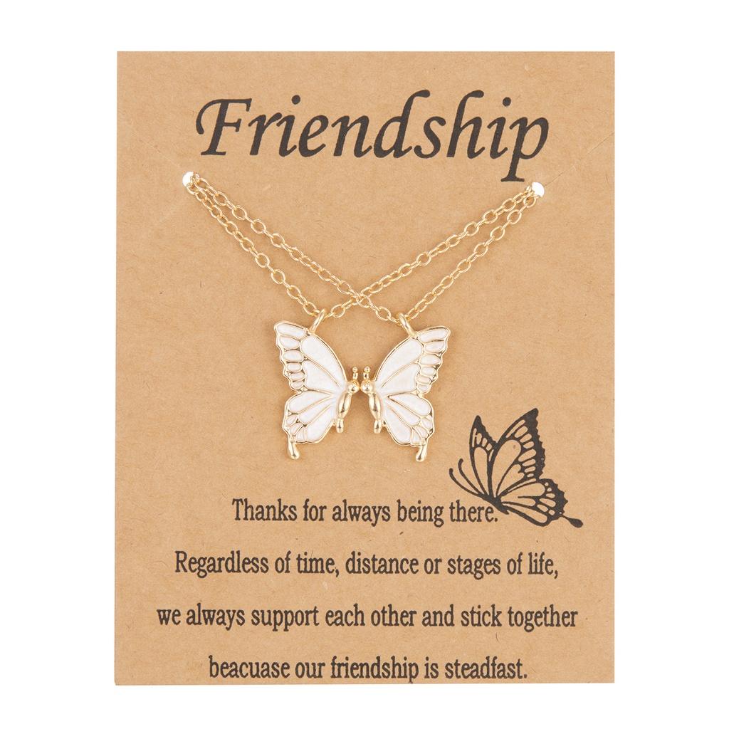 iF ME Simple Stacked Butterfly Pendant Necklace for Women Gold Chain Choker Jewelry Fashion Accessories