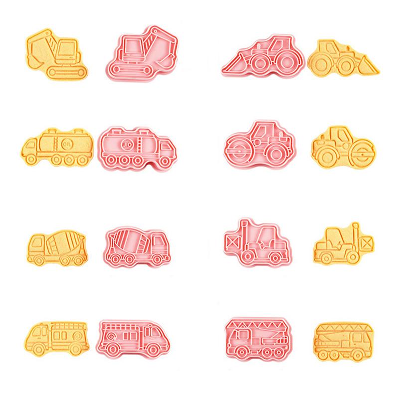 8 Pieces Cute Engineering Vehicle Cookie Cutters For Baking Cookie Mould Press Car Cookie Mould Set Kitchen Tools