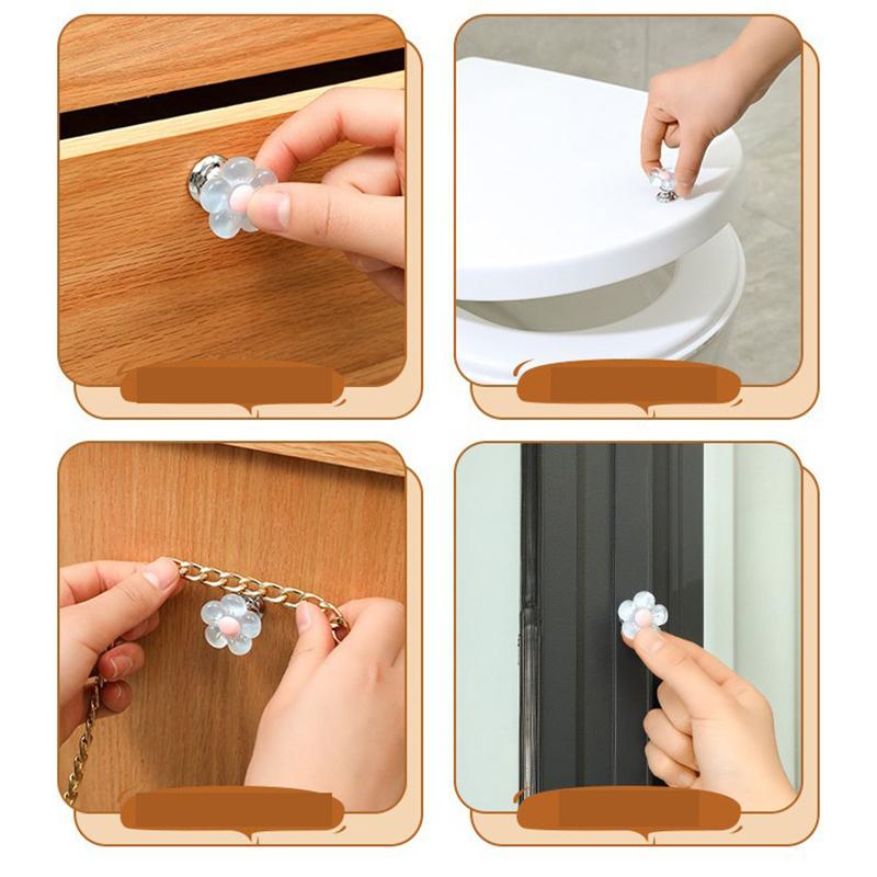 Toalettryckare i blomform Självhäftande Toalettryckknapp Nagelskydd Handtag för toalettlock Tankspolknapp