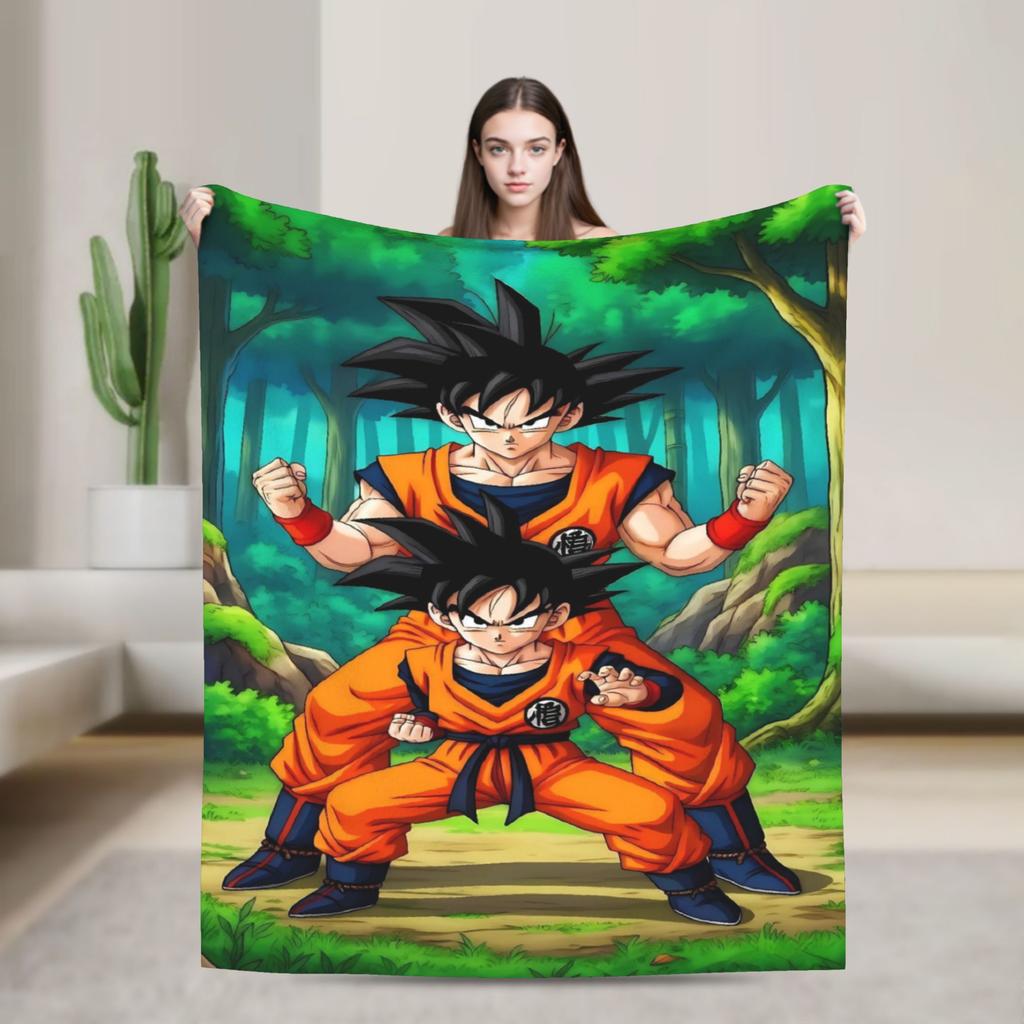 Black White Goku Dragon Ball Flannel Blanket Soft Durable Bedding Throws For Couch Bed Picnic Bedspread Sofa Bed Cover