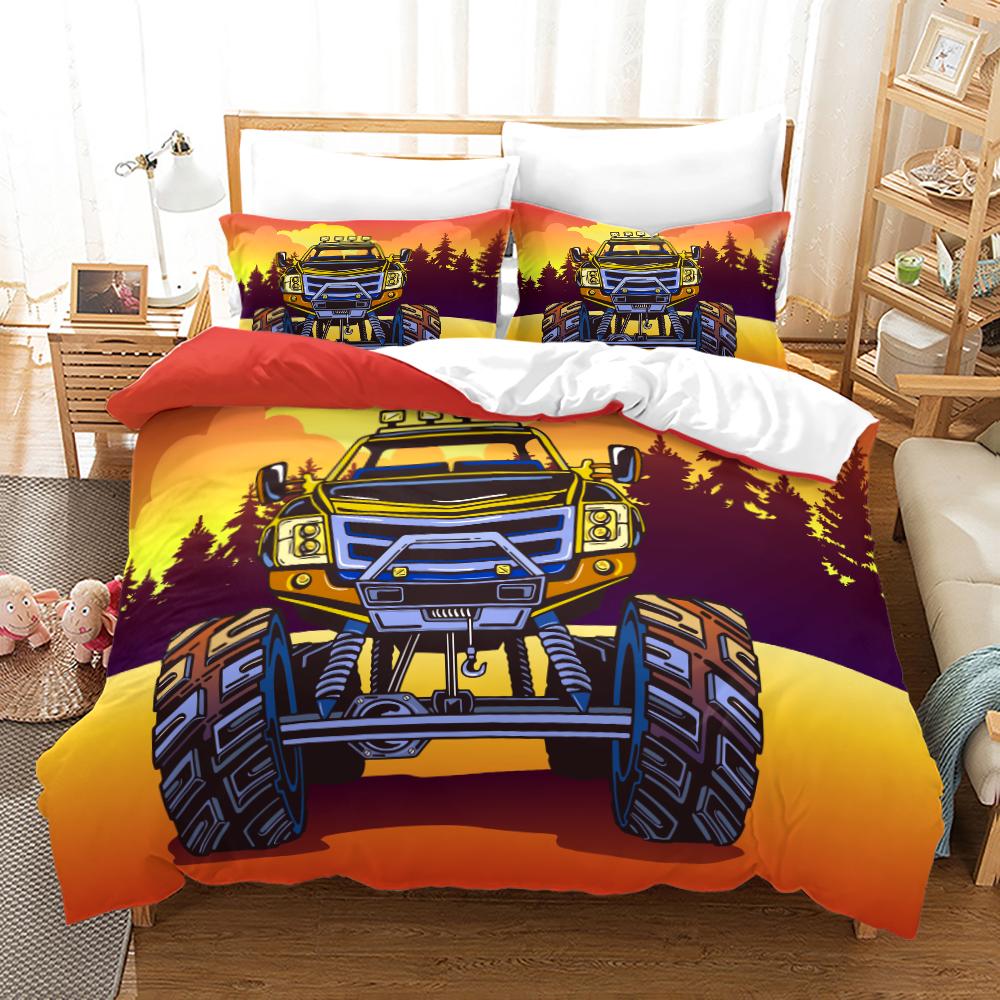 Monster Jam Bedding Set Single Twin Full Queen King Size Monster Jam F1 Bed Set Aldult Kid Bedroom Duvetcover Sets 3D Anime 022