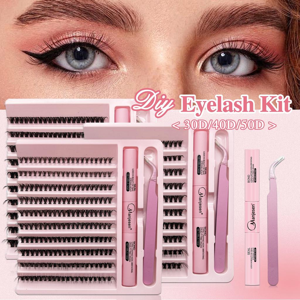 DIY Lashes Extension Kit Eyelashes 200 PCS Clusters Lash Bond and Seal Makeup Tools for Gluing Lashes Gluing Glue Accessories