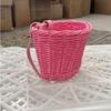 Hand-Woven Rattan-Style Detachable Bicycle Storage Basket for Children's Scooters - Small, Lidless