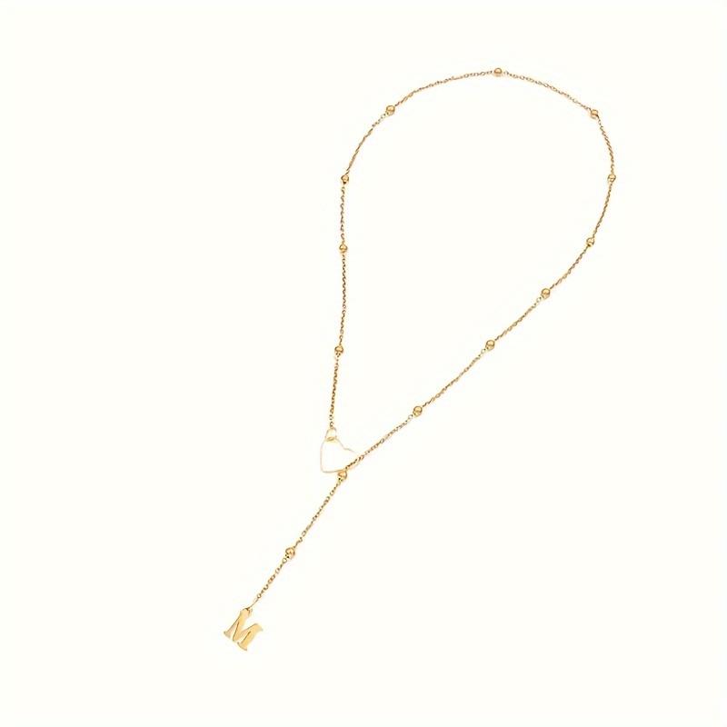 

Single Pack Elegant Sexy Y-Shaped Heart Letter Long Necklace A-Z Stainless Steel Blingbling Gift for Her