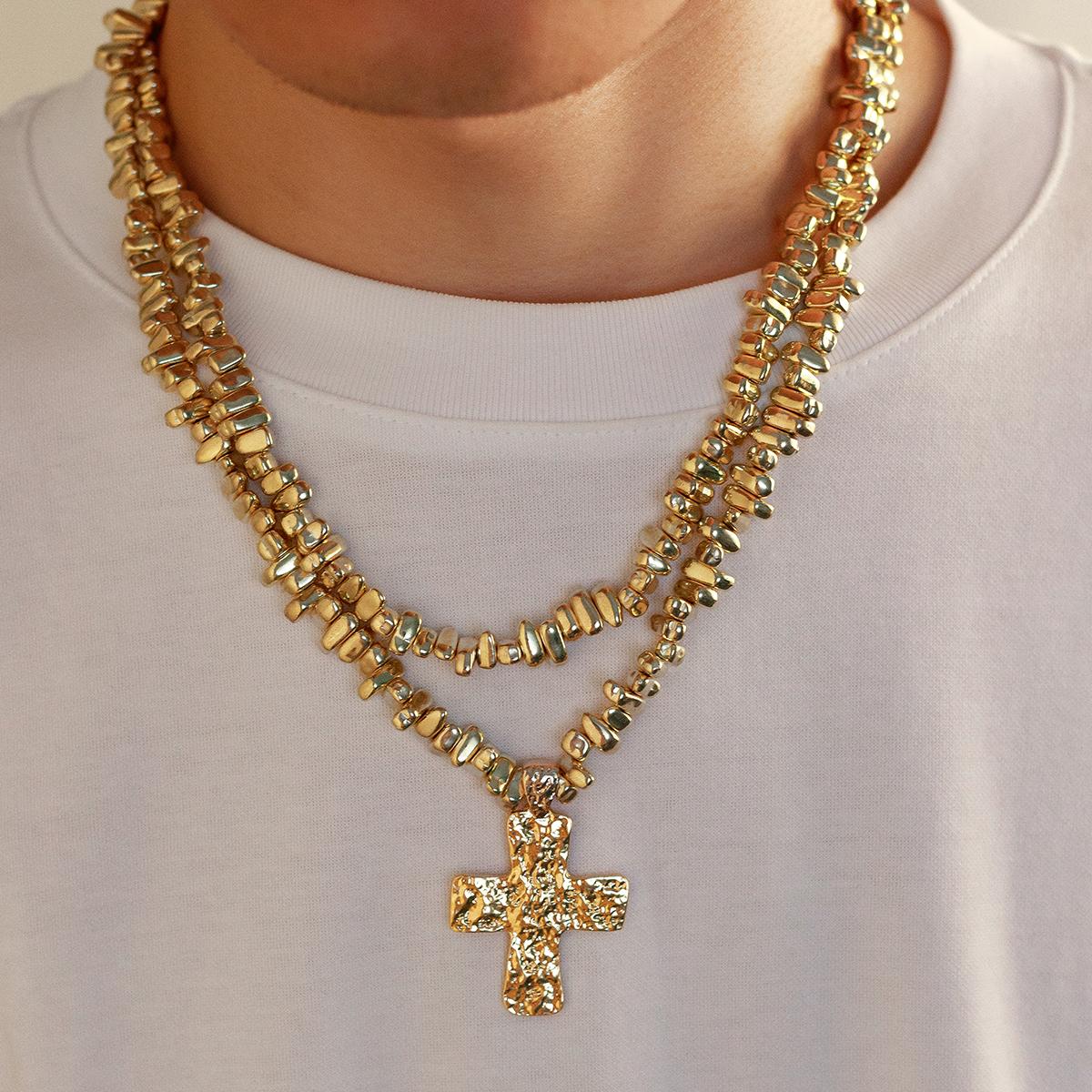 

Ingemark 2 шт./компл. Креативная нерегулярная цепочка из бусин CCB для мужчин, модный готический чокер с крестом и Иисусом, гранж, циркон, стимпанк, новинка