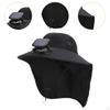 Solar Fan Sun Hat Bucket Wide Brim for Travel Garden Sport Boating Cycling
