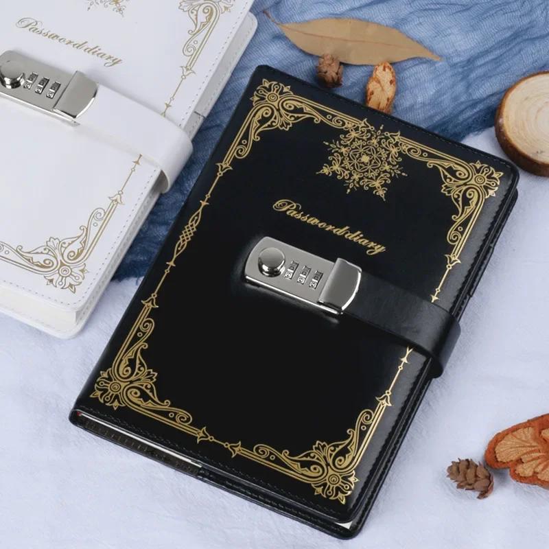 A5 Retro Creative Lockable School Office Supplies Password Notebook