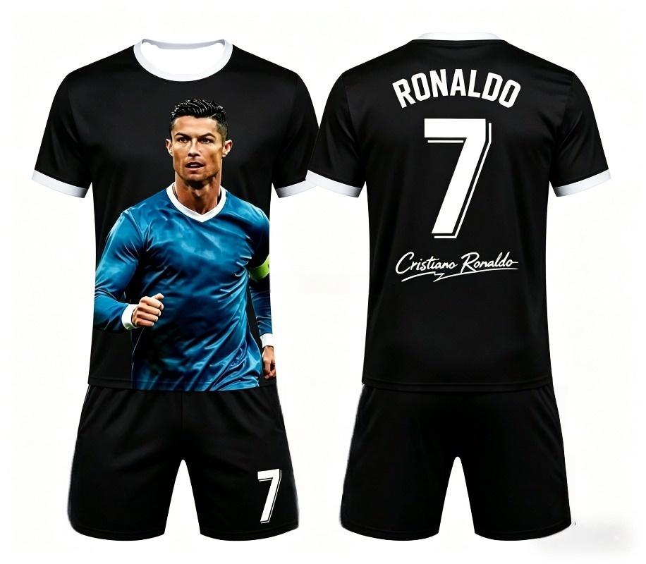 Sommer Neue Mode Ronaldo #7 Fußballtrikot Sport Training Spiel Kurzarm T-Shirt und Shorts Set Locker Familie Kinder T-Shirts