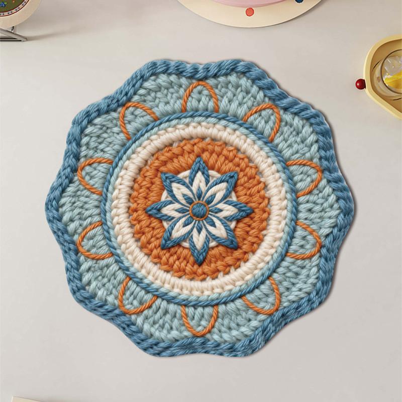 Bohemia Mandala Table Mat With 3d Textured Rubber Heat Resistant Non Slip For Dining Decor