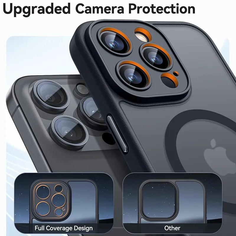 Mattierte Handyhülle Für iPhone 16 15 14 13 12 11 Pro Max Plus Für Magsafe Matt Transparent Magnetisch Linsen Schutz Bumper Hülle