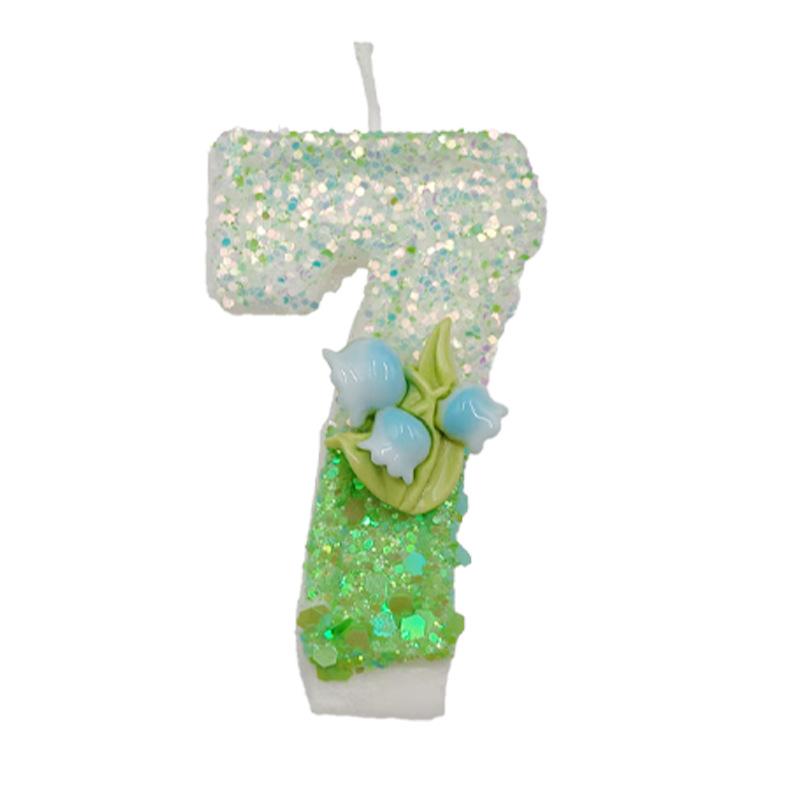 Lily of The Valley Flower Multi-Specification Creative Digital Candle Handmade Cake Decoration Premium Party Children's Year-old Candle