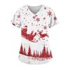 Women's Fashion V-neck Short Sleeve Workwear With Pockets Printed Tops