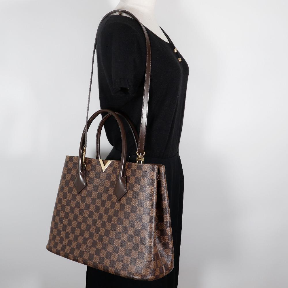 Louis Vuitton Kensington Handtasche N41435 2WEGE Schulter Braun Damier Canvas Damen Gebraucht