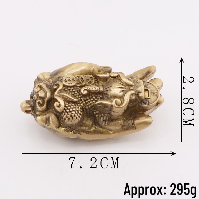 Brass Pixiu Wealth-Attracting Pendant: Home/Office Ornament with Copper Ingot