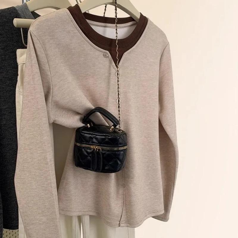 

New Fashionable Women s Clothing in Spring Simple Stitching Long-sleeved Shirt 4XL коричневий