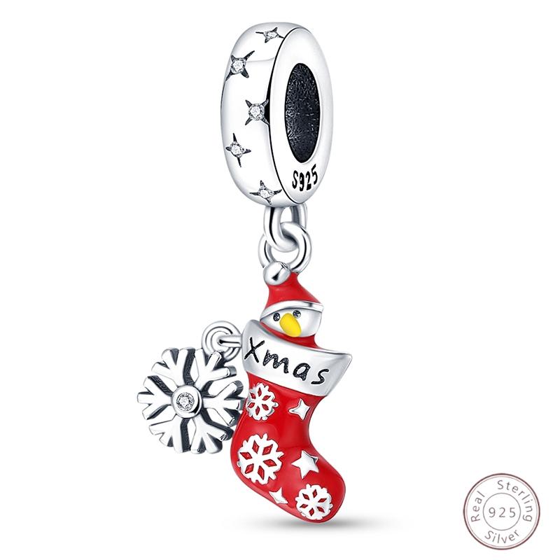 Christmas Charm Bead Pendant Copper Christmas Elk Santa Snowman Claus Charm Fit Original Bracelet Women Diy Jewelry