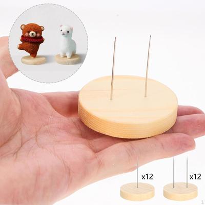 24 Pieces Crochet Dolls Display Stands Wood Bases Metal Pins Simple Action Figures