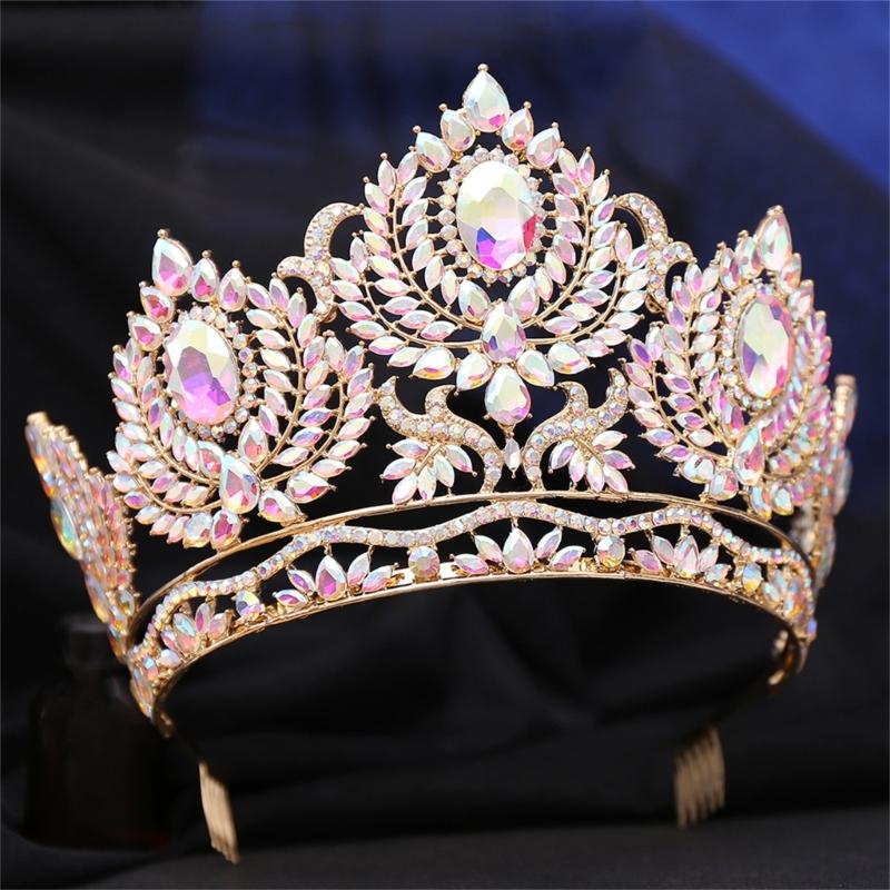 Couronnes en cristal élégantes avec peigne pour femmes, magnifiques tiares de princesse pour anniversaire et célébration spéciale