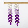 Pinkdudu Fashion Purple Rhinestone Leaf Tassel Drop Earrings Romantic Luxury Plant Dangle Earring for Women Jewelry PD1231
