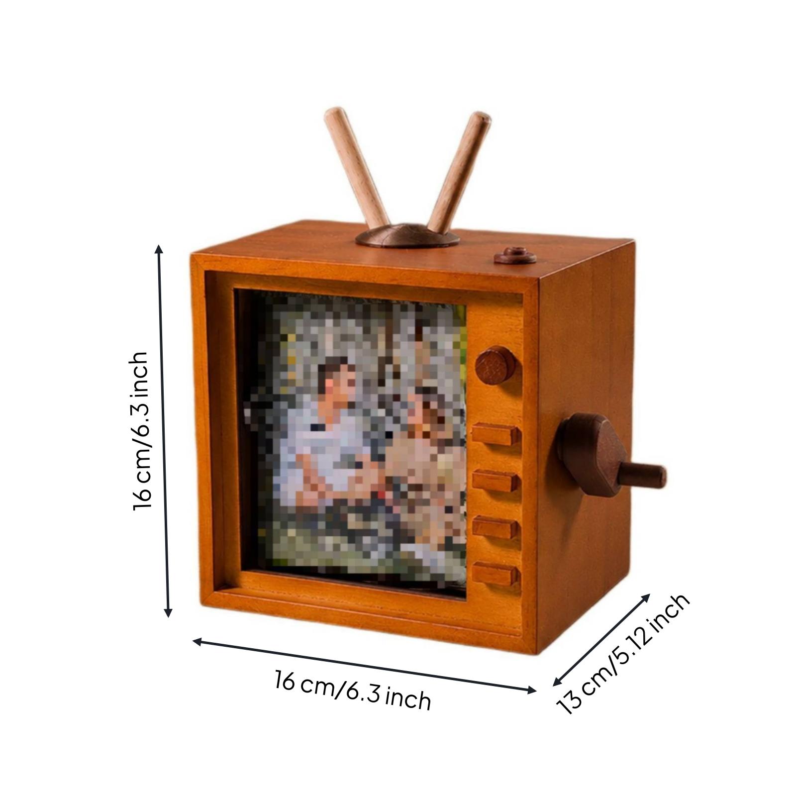 Retro TV Photo Frame Rechargeable Wooden