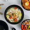 Black Plastic Bowl Large Striped Bowl Tableware LargeDiameter Large Bowl Mouth High Temperature Resistant Easy To Clean Reusable