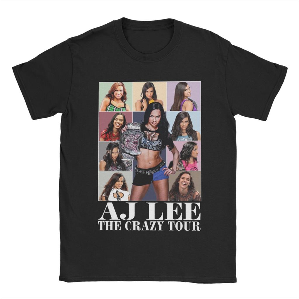 Funny AJ Lee The Crazy Tour T-Shirts for Men O Neck Cotton T Shirts Short Sleeve Tees Gift Idea Tops