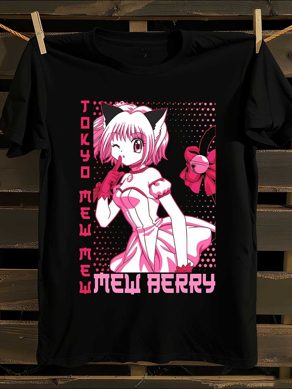 Unisex Black Anime Tokyo Mew Mew Berry Graphic T-Shirt XL