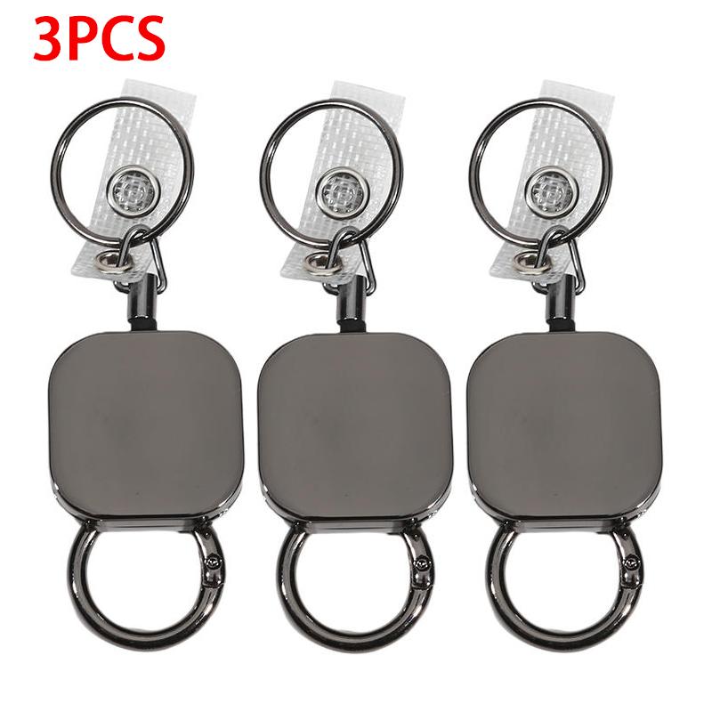 Heavy Duty Retractable Metal Wire Keychain Pull Badge Reel ID Lanyard Name Tag Card Badge Holder Reel Key Ring Outdoor Tool Gift