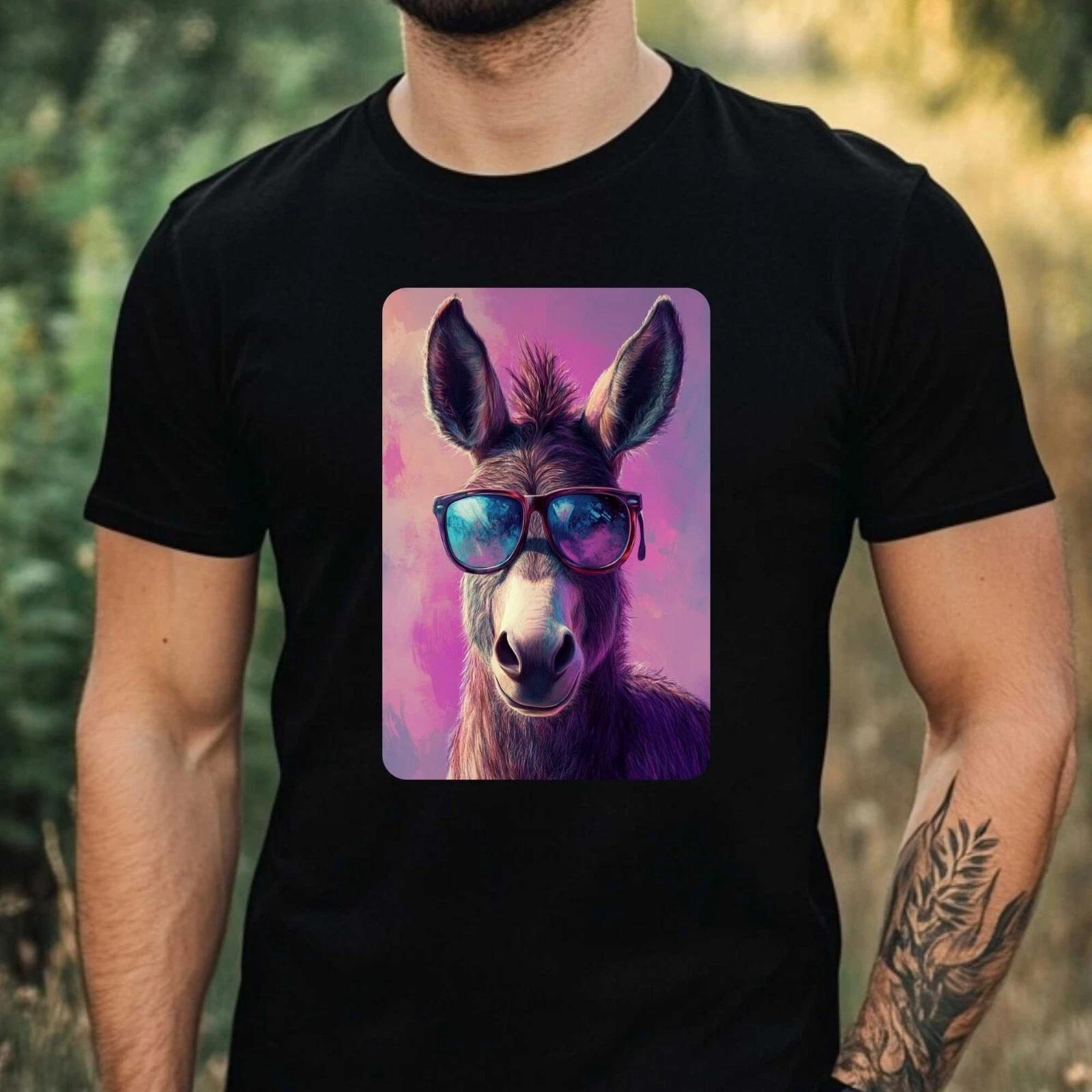T-Shirt Herren Esel mit Sonnenbrille Motiv Baumwolle Größe XS bis 5XL XS