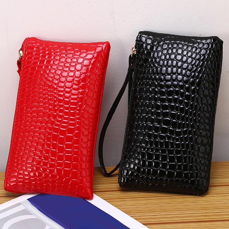 New Fashion PU Leather Wallet Purse Card Phone Holder Makeup Bag Clutch Zip Opening Handbag for Women