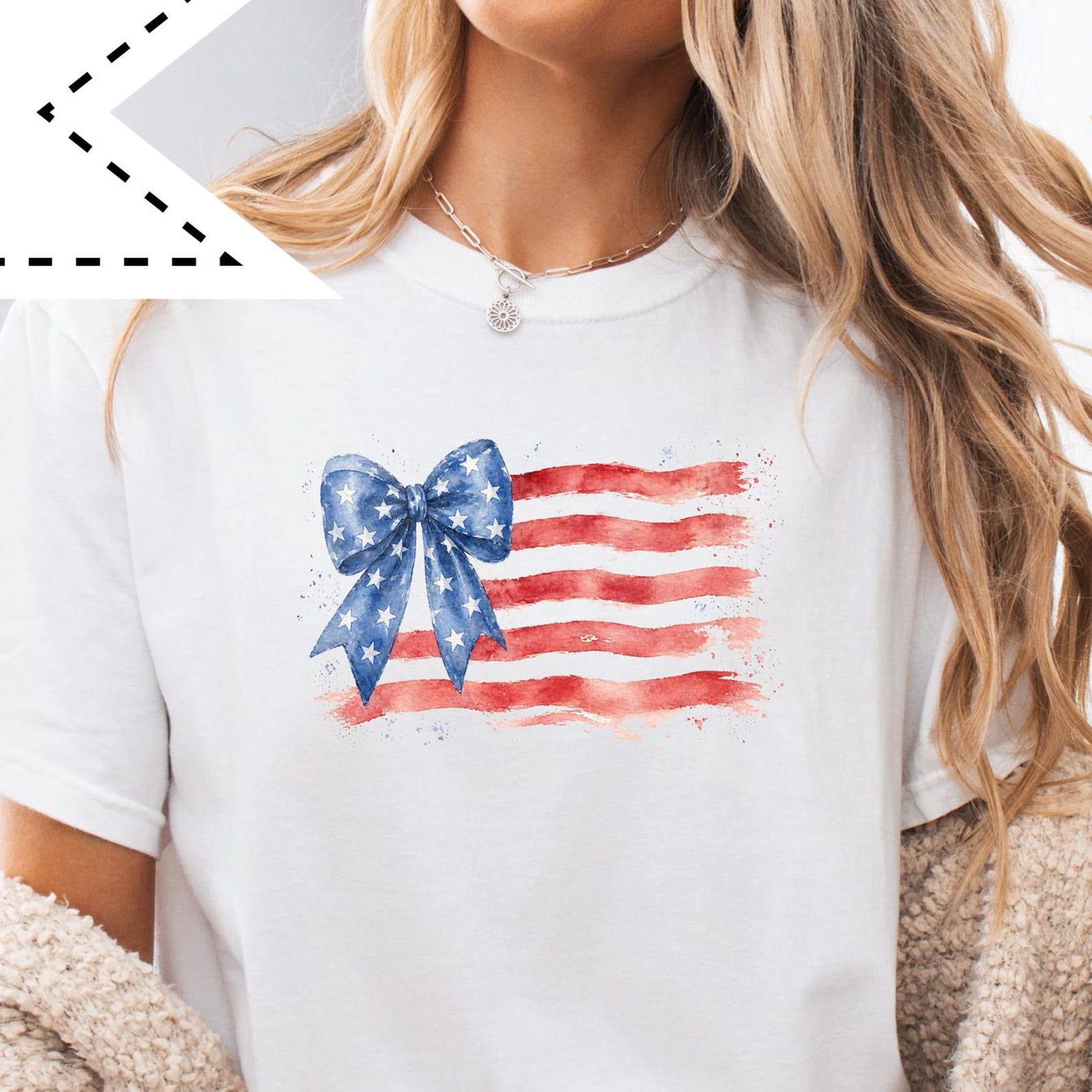 Coquette USA Flag Bow T-Shirt, Patriotic 4th of July Graphic Unisex Tee, Painted Flag tee 4XL