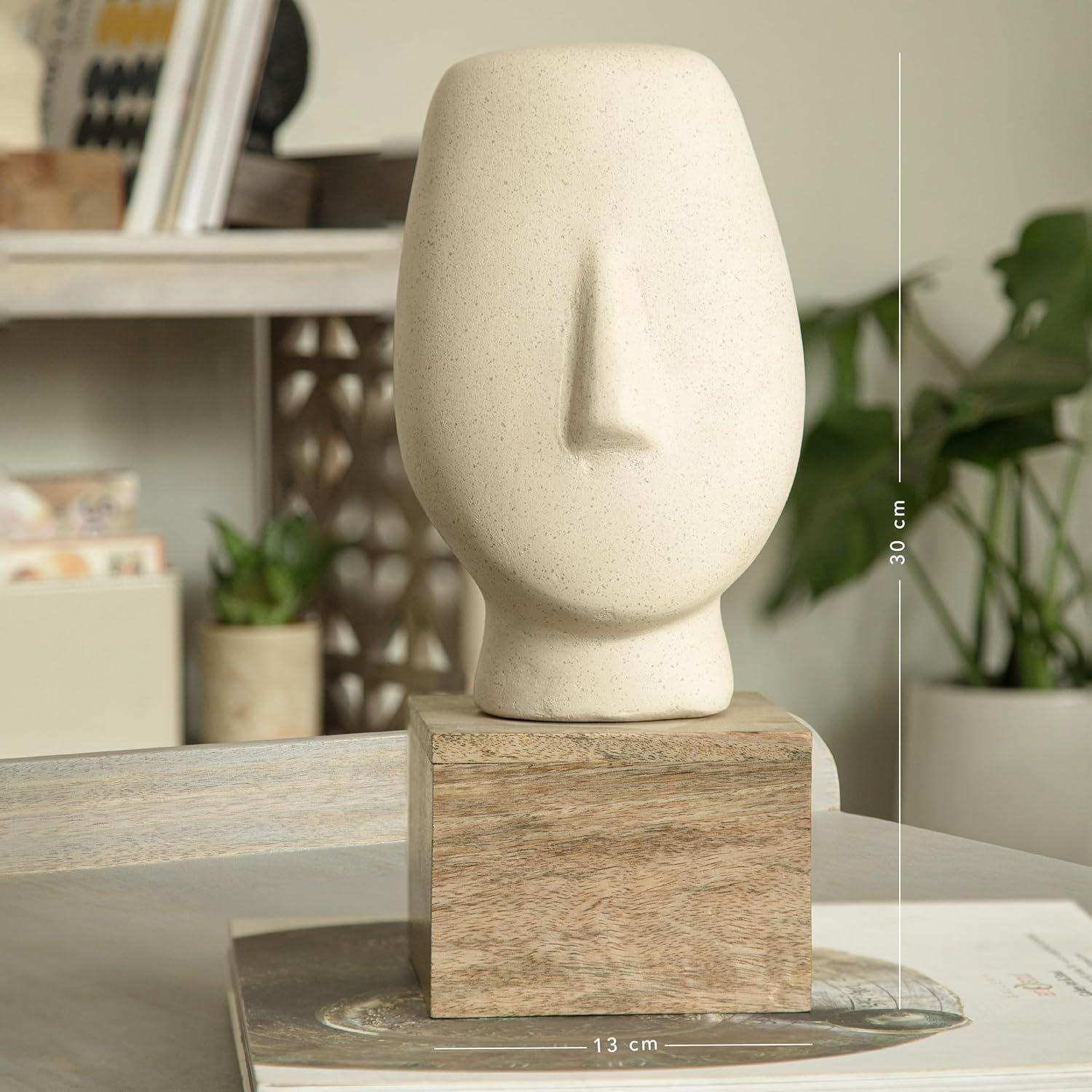 

Твердое лицо Ecomix Скульптура 38 см высотой, Домашний декор, Статуэтка-экспонат для гостиной и офиса, Современный эстетический настольный декоративный акцент, Уникальный подарок