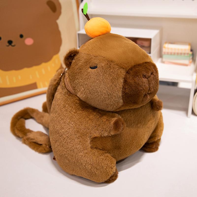 Muñeco de Peluche de Capibara Lindo de Dibujos Animados de 30 cm Mochila Fruta Fresa Naranja Flor Capibara Peluche Bolso Decoración del Hogar Regalo Para Niños