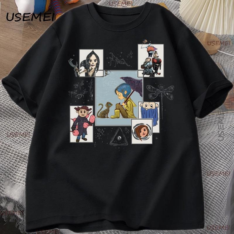 Vintage Halloween Coraline Tshirt for Unisex Women Casual Short Sleeve T Shirt Unisexs Cltoting Harajuku Y2k Clothes Streetwear