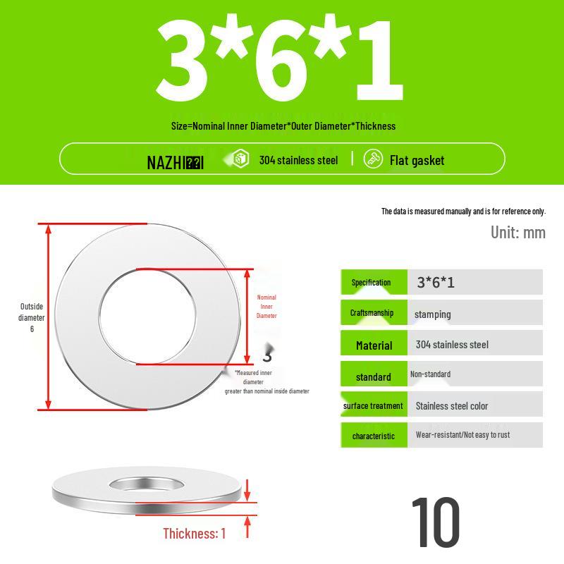 Thickened 304 Stainless Steel Flat Washer Spacer (M4-M8)