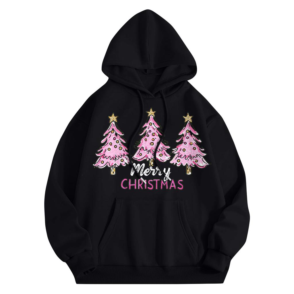 Women's Round Neck Long Sleeve Casual Printed Top Hooded Sweatshirt