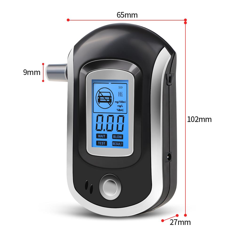 Digital Alcohol Tester AT6000 Police Alcotest Alcoholmeter LCD Screen Safety Alcohol Breath Tester Breathalyzer No Battery