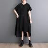 short sleeve Plus size Black cotton vintage new in dresses for women casual loose long summer dress