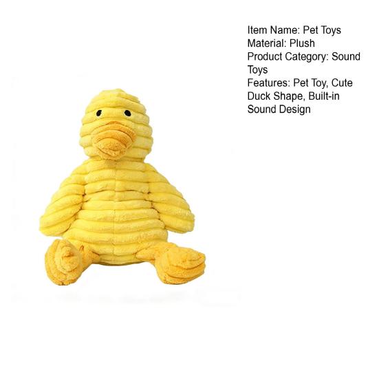 Pet Toy with Soft Plush Fabric Bite-Resistant Chew Toy Built-in Sound Design Yellow Duck Shape Dog Toy for Puppy Adult Dog