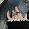 Anello Aperto Versatile Pietra di Luna Grigio Ardesia e Argento - Moda Trendy e Lussuosa per Donne e Coppie