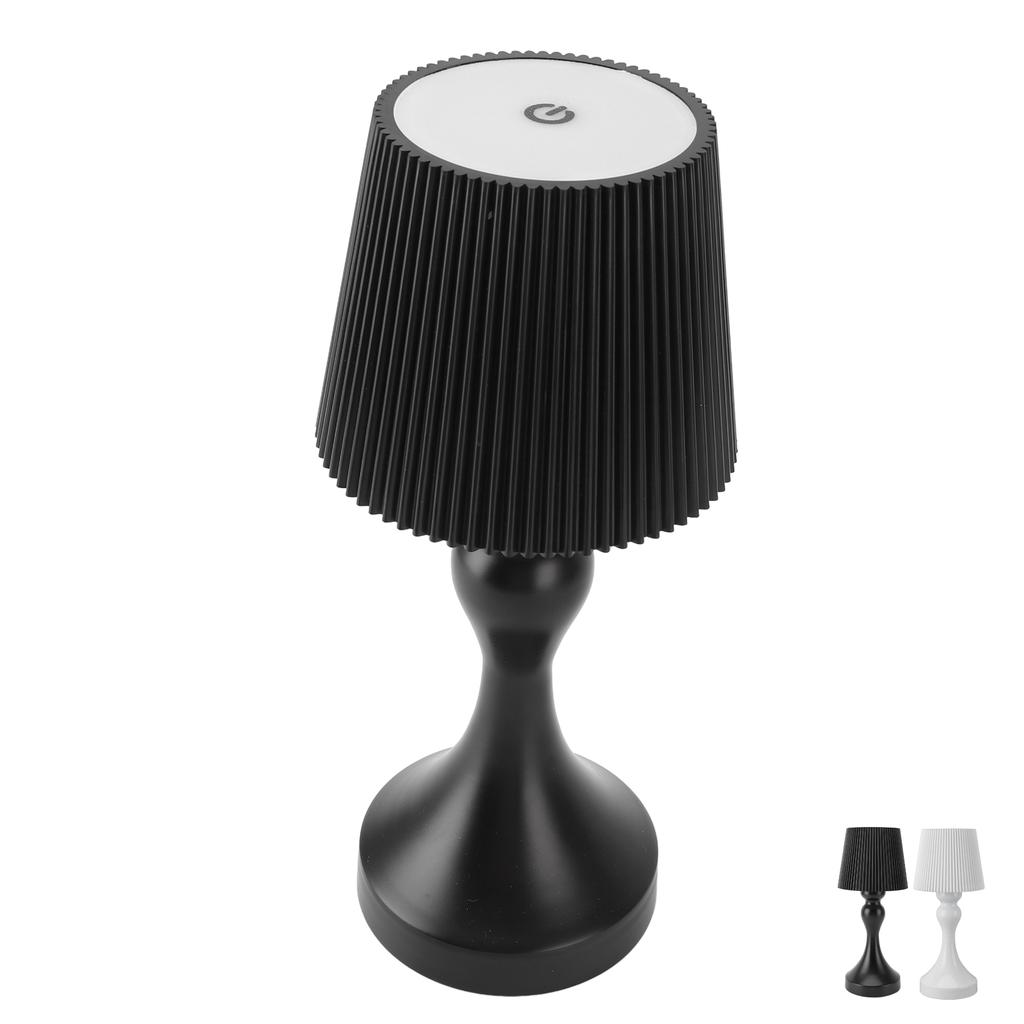 LED Cordless Table Lamp Iron Plastic Pleated Touch Control Stepless Dimmable USB Rechargeable Nights