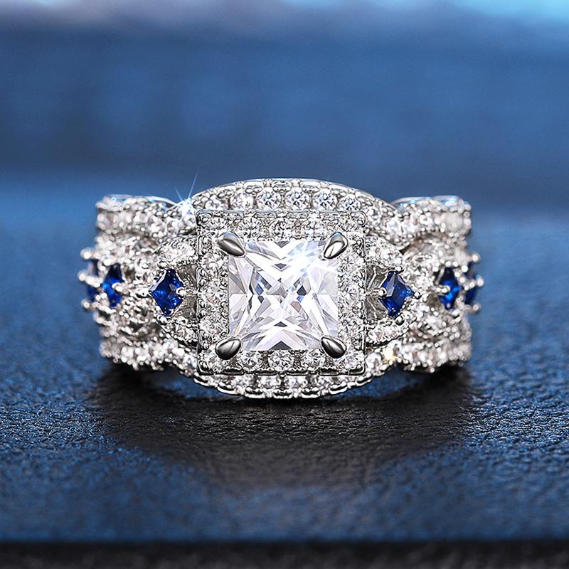 Huitan Gorgeous 3Pcs/Set Cubic Zirconia Rings Women for Engagement Wedding Luxury Trendy Female Accessory Party  Jewelry