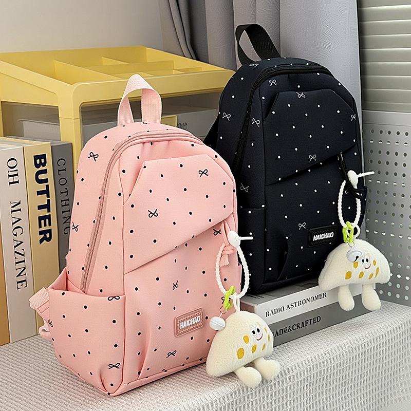 Schoolbag Large Capacity Small Fresh Schoolbag Female Junior High School Student College Style Polka Dot Backpack Versatile Lightweight Travel