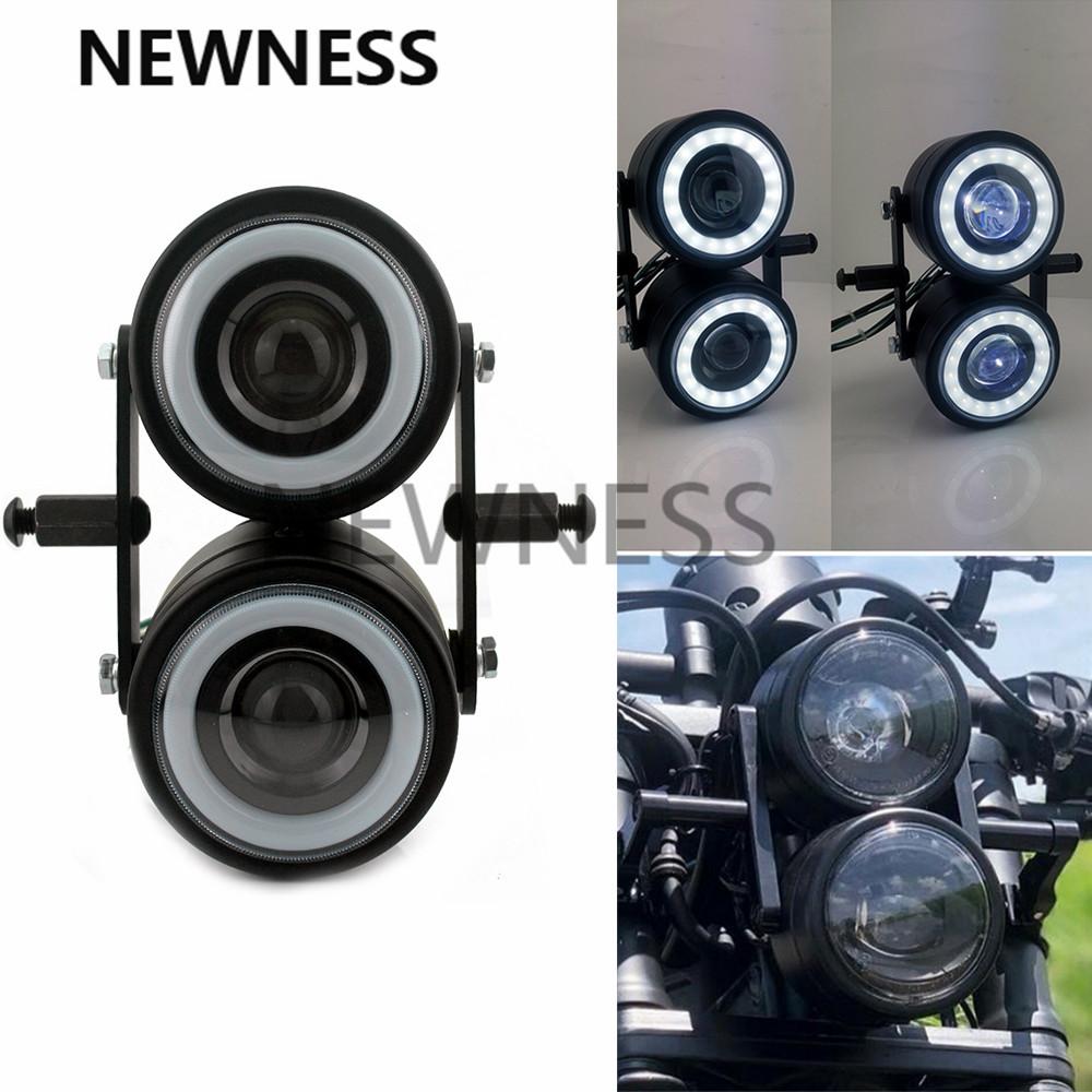 

Мотоцикл Двойная фара Двойная светодиодная фара Белый угол Halo Крепление для фары Harley Touring Dyna Sportster Softail