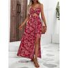 Women's Summer New Style Hollow Twisted Pleated Halter Printed Dress Temperament Romantic Beach Casual Long Skirt