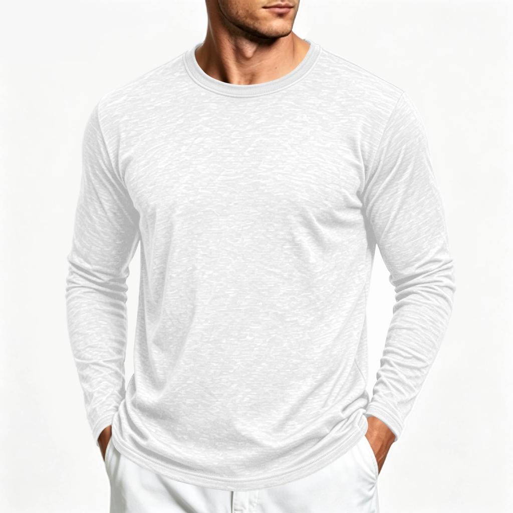 Men's Color Long Sleeve T-Shirt Casual Base Layer Tee for Spring