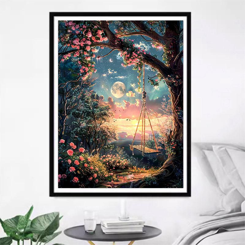 5d DIY Diamond Painting Cross Stitch Swing Scenery Diamond Embroidery Mosaic Full Round Drill Home Decor Crafts